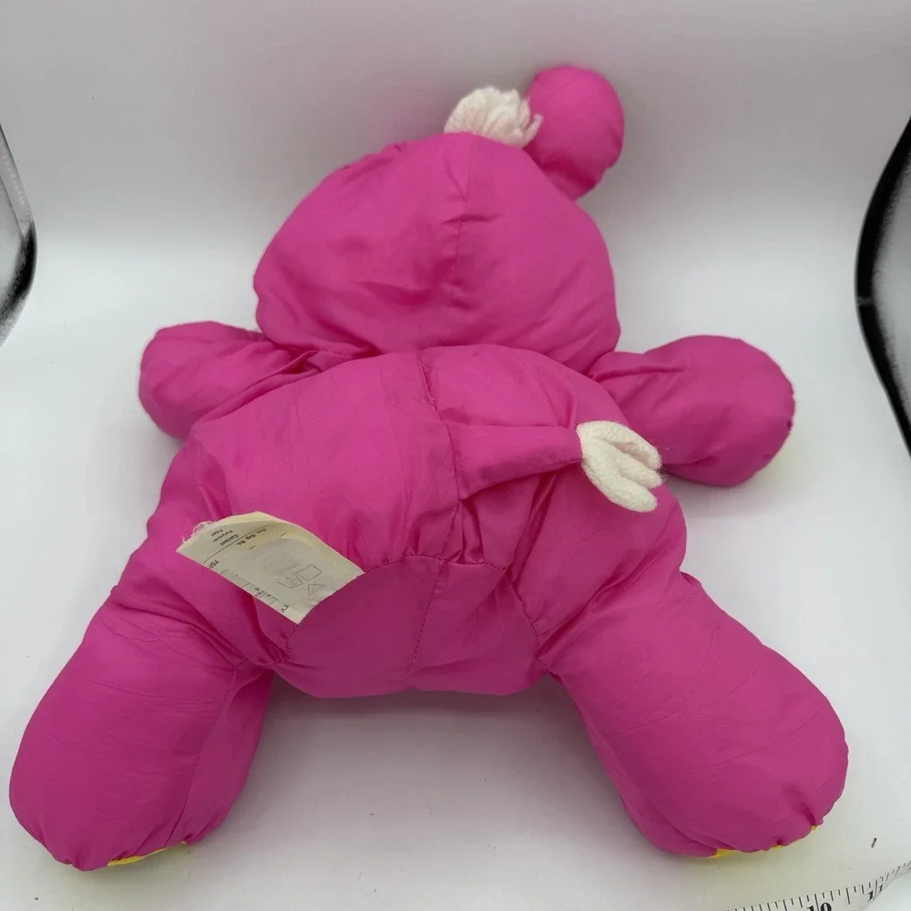 VINTAGE 1987 FISHER PRICE PUFFALUMP STUFFED ANIMAL PLUSH PINK RHINO